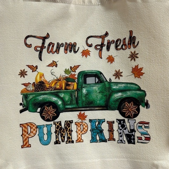 Canvas tote bag it’s the season fall pick up truck pumpkin spice straps NEW - Picture 1 of 2
